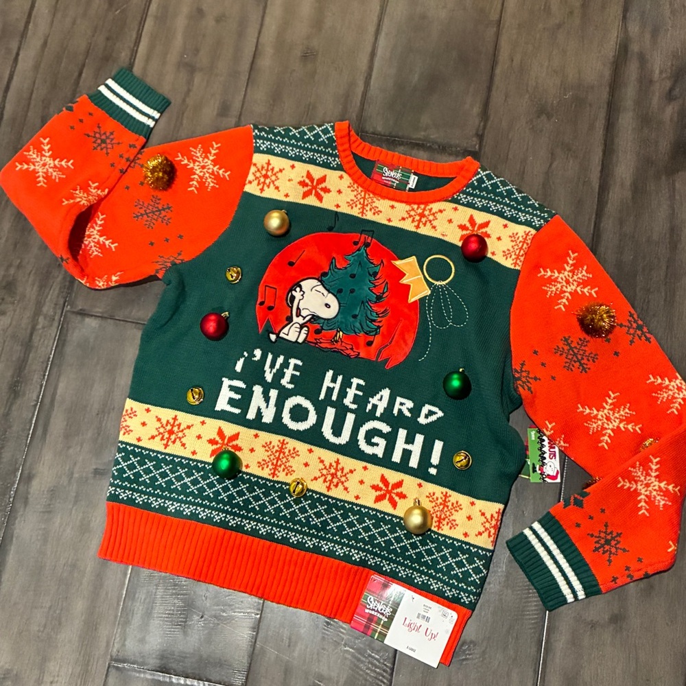 Snoopy "I've Heard Enough" Christmas Sweater from Spencer’s Workshop - Size XL